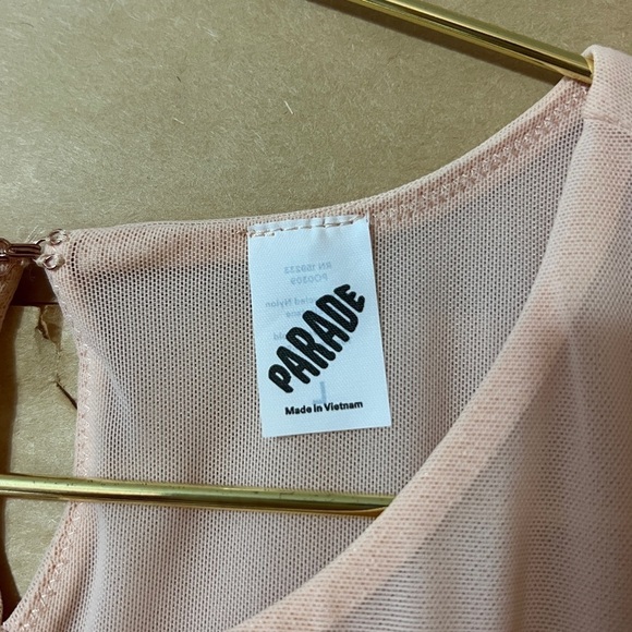 Parade | Luxe Sleeveless Bodysuit Silky Mesh Sheer Seashell Pink Size L - Picture 3 of 13